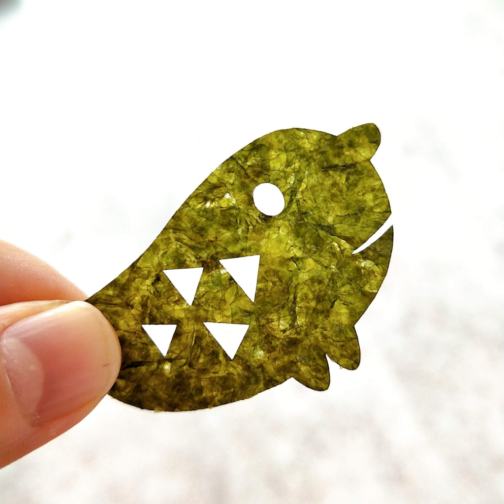 めんたいパークびわ湖の明太パスタに入っていたタラピヨの形の海苔